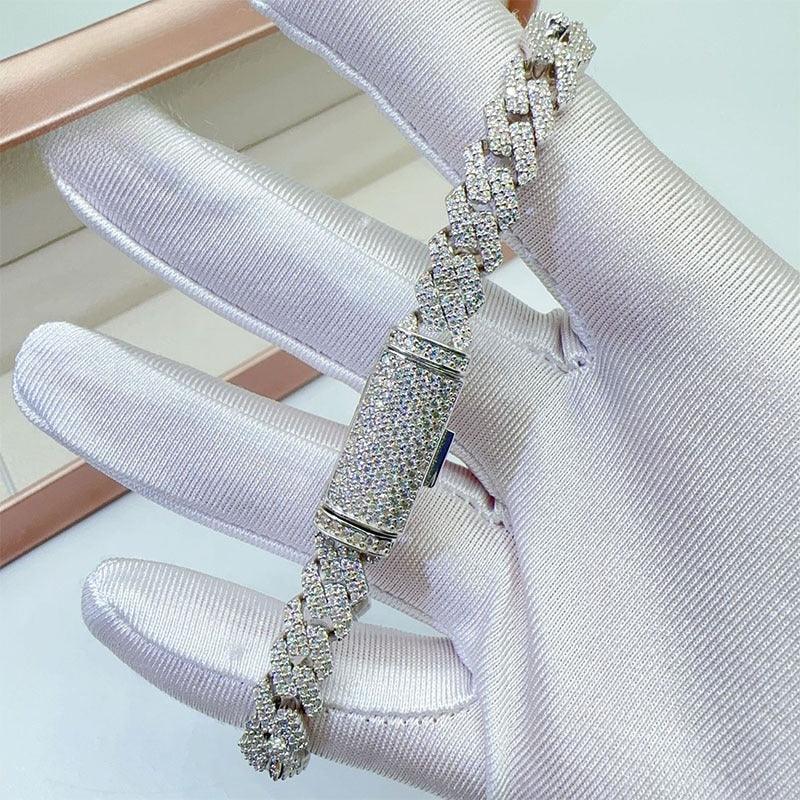8mm Double-Row Moissanite Cuban Link Necklace | S925 Silver Hip Hop Jewelry - CaratixJewelry